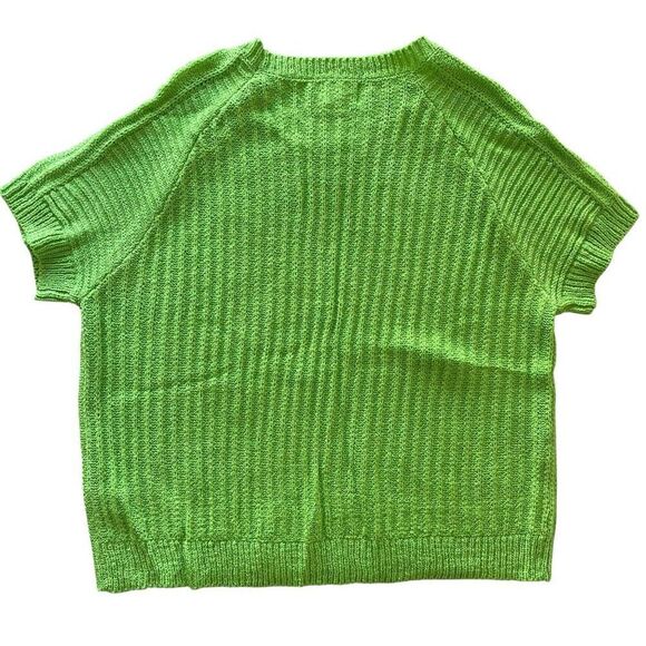 New Bibi Lime Green Short Sleeve Sweater Top Women’s Size Medium - Picture 4 of 4